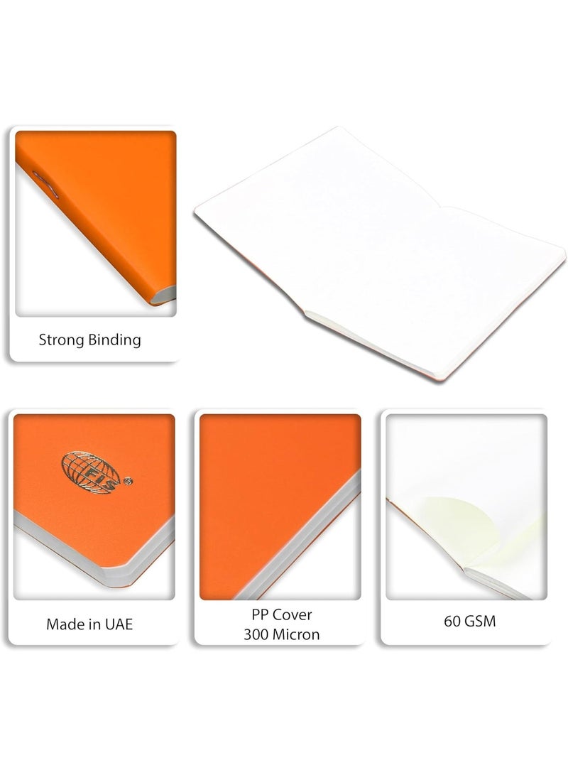 FIS Notebook, A5 Size(148x210mm), PP Soft Cover Materials, Stong Binding Wire, 80 Sheets, Plain No Ruling, Rounded Corners, Packet of 5 Pieces, Neon Orange Cover Design-FSNBA5PLPPNOR - Image 4